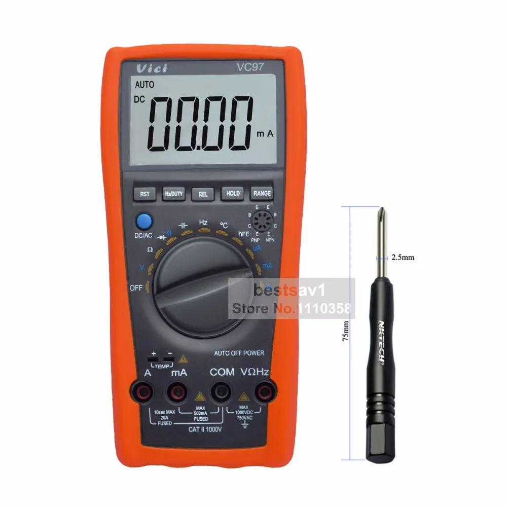 

100% NEW VC97 auto range digital multimeter DMM AC DC V A Capacitance Resistant Temp+free shipping