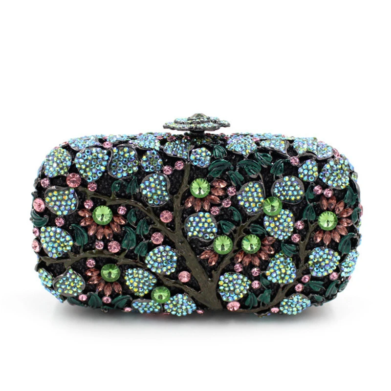 Designer Black Metal Clutch Bags High Quality Mul-Colored Crystal Tree Shape Clutch Purse Evening Bag Clutches Women Handbags Designer Black Metal Clutch Bags High Quality Mul-Colored Crystal Tree Shape Clutch Purse Evening Bag Clutches Women Handbags
