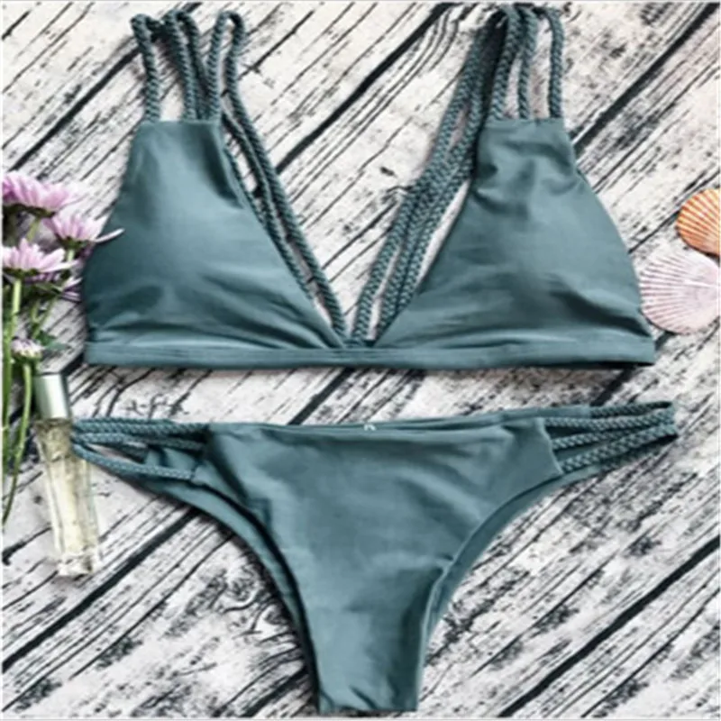

2017 Newest Bikini for woman Swimwear Women Triangle Bikini Set Bandage Push-Up Swimsuit Bathing Beachwear Women Swim W