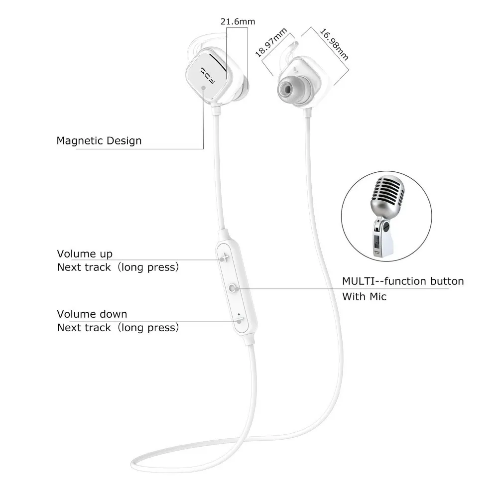 2017 QCY QY12 Magnet Switch Wireless Bluetooth Earphones Sports Auriculares Bluetooth Headsets with Microphone & storage box