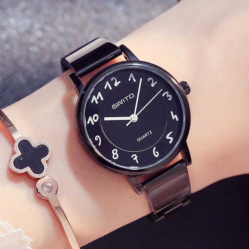 

GIMTO Fashion Women's Watches Quartz Stainless Steel Bracelet Ladies Watch Lovers Female Dress Wristwatch Reloj Relogio Montre