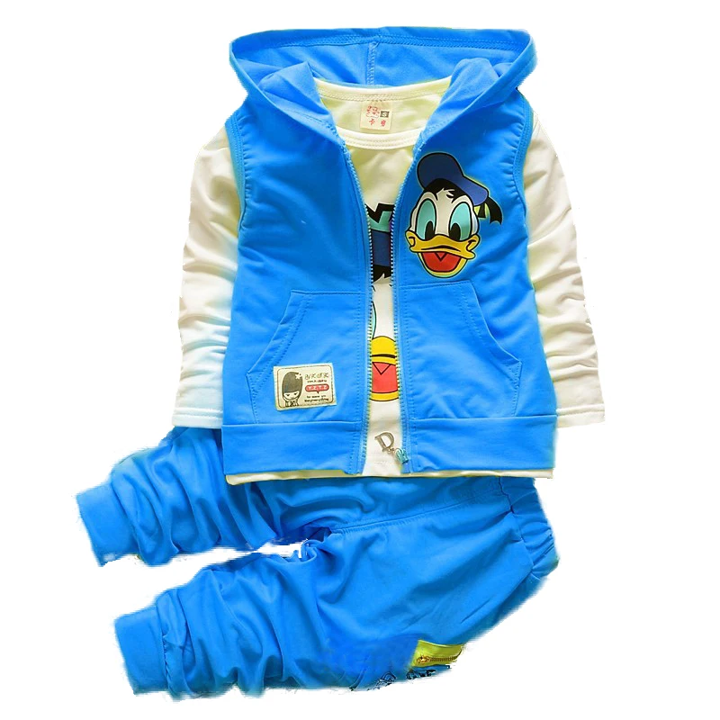 2018 Children Spring Autumn Fashion Cartoon Kids Casual Vest Coat Jacket T-shirt Pants 3 Pcs Sport Style Boys Clothing Sets