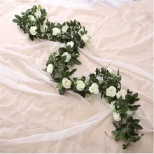Rosa Artificial colgante, 9 cabezas/11 cabezas, plantas falsas, hojas de vid, artificiales, guirnalda para flores, decoración de boda