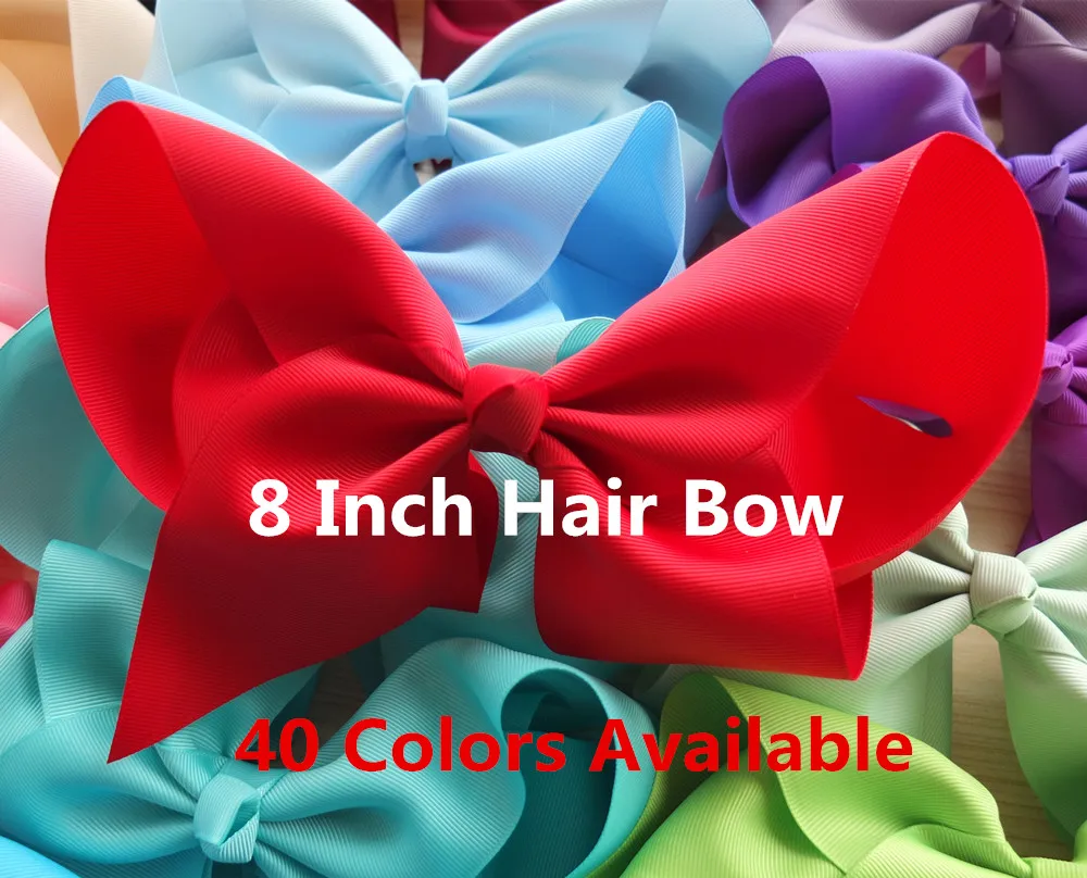 8 Inch Super Large Hair Bow With Extra Large Clips 40 Colors
