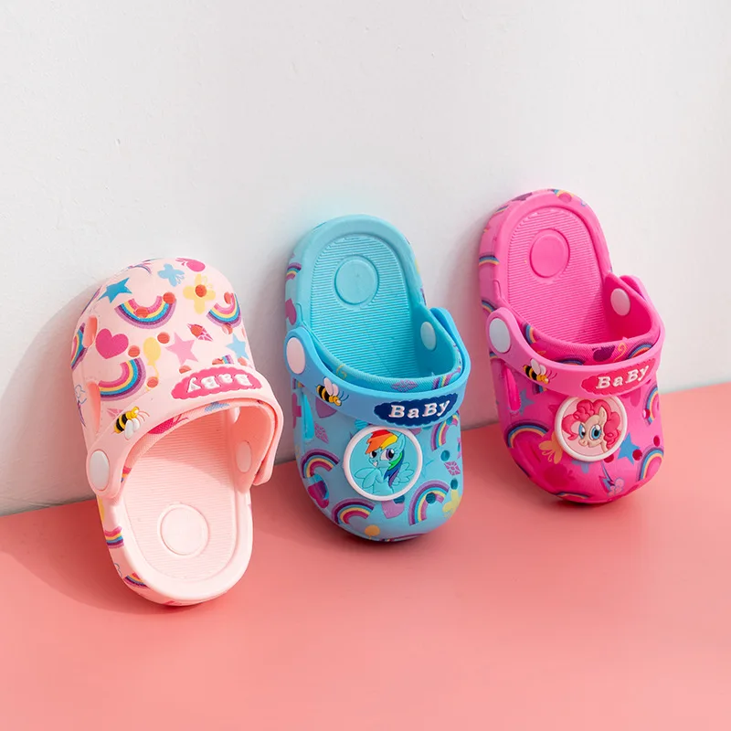

Baby Slippers Summer Fashion Children's Cartoon Hole Shoes Boys and Girls Antiskid Rainbow Horse Baby Slippers Beach Flip Flops