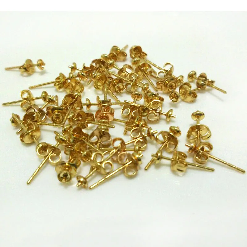 Wholesale 10 Pairs Large Back Yellow Gold Plated 925 Sterling Silver