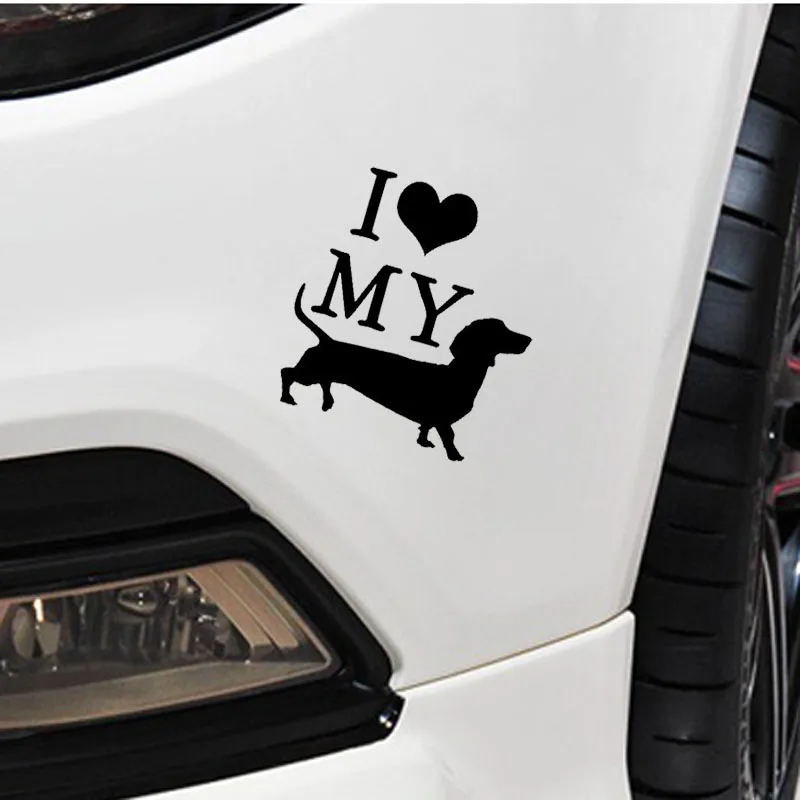 YJZT 10 см * 11 Виниловая наклейка на окно автомобиля I Love My Weiner Dog черный/серебристый
