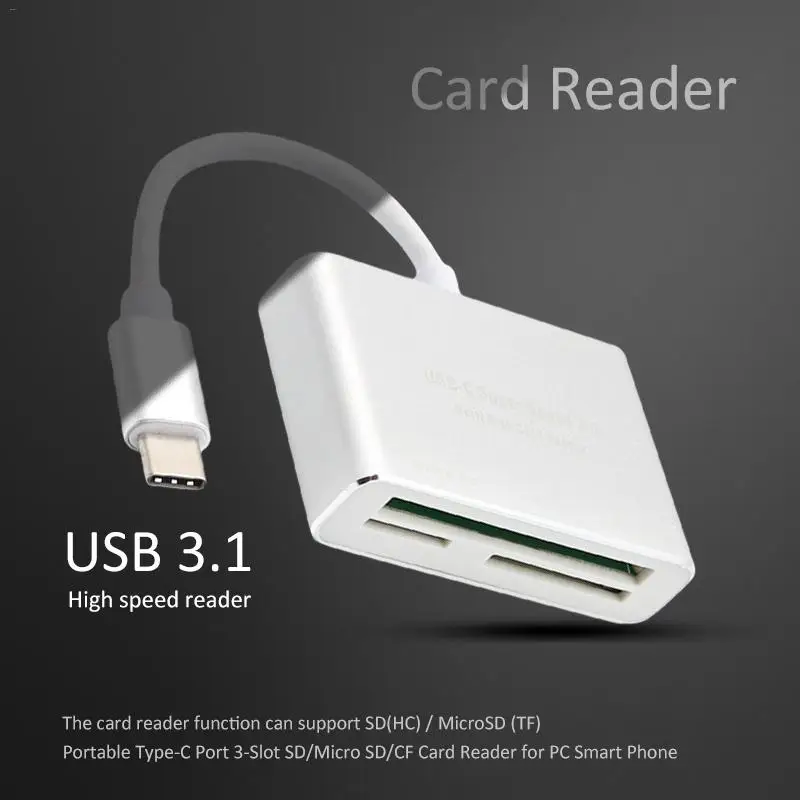 USB 3,1 Тип-C Порты и разъёмы 3-в-1 SD/Micro SD/cf TF Card Reader Алюминий кардридер памяти для huawei P10 смартфон для Macbook