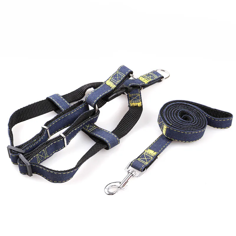 Adjustable No-Pull Denim Dog Harnesses Leash Collar for Greater Control Safety Dog Training Walking Running Rescue Harness 13