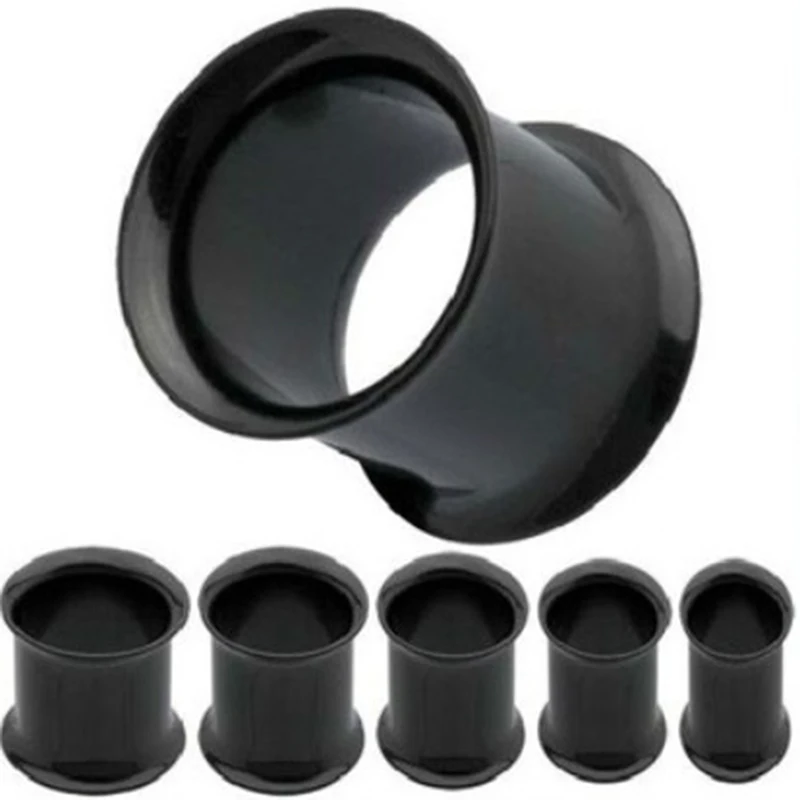 2pcs Stainless steel Anodized black double flare ear plug gauges flesh