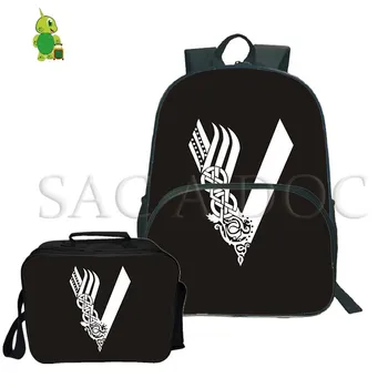 

Vikings TV Series 2Pcs/Sets Backpack Women Men Daily Laptop Backpack for Teenage Girls Boys School Travle Bags with bag