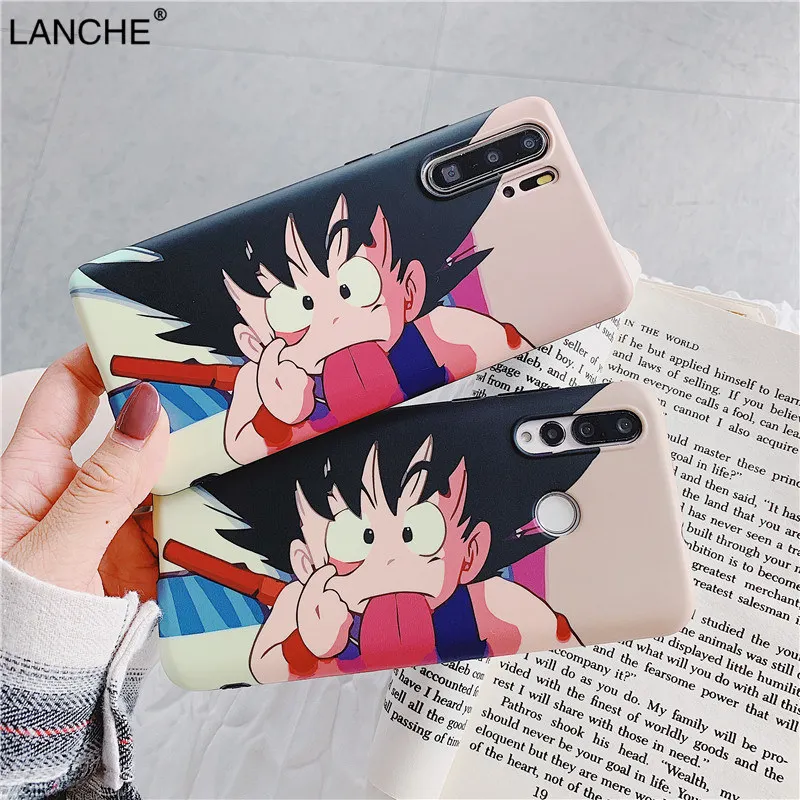 

LANCHE Matte Silicone Phone Case For Huawei P20 P30 Mate 20 Pro Case For Honor 10 20i 20 Pro Dragon Ball DragonBall Z goku Cover