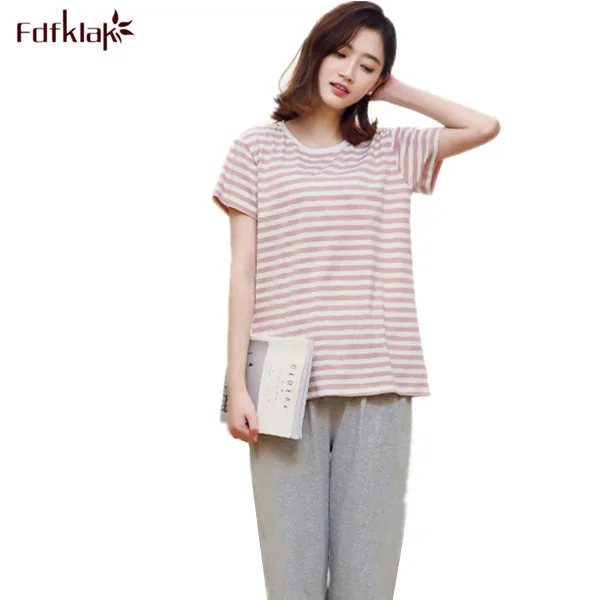 

High Quality Cotton Striped Women's Pyjamas 2017 Summer Pajamas Women Pijama Sexy Home Clothing Long Sleeve Sleepwear Sets Q0048