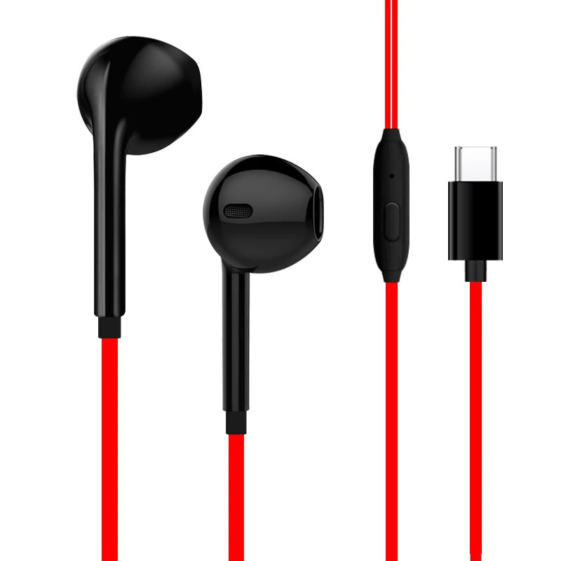 Black Red VPB usb type-C наушники проводное управление с микрофоном Тип C гарнитура USB-C наушники для LeEco Le 2/Max/Pro для Xiaomi - Цвет: Black Red