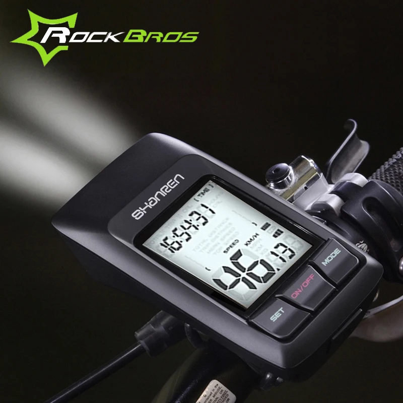 

ROCKBROS Bicycle 2.4G Wireless USB Speedometer-Raptor Bike Computer & 300LM Light Multifunctional Cycling Waterproof Stopwatch