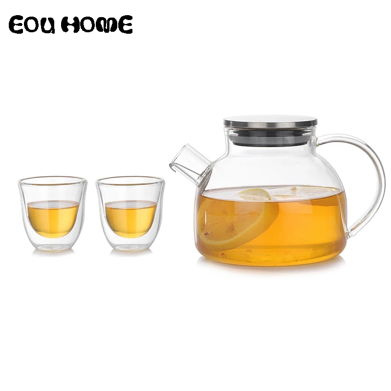 

Heat Resistant Glass Teapots Puer Kettle Coffee Glass Maker Convenient Office Tea Pot High Temperature Resistant Teapot with Cup