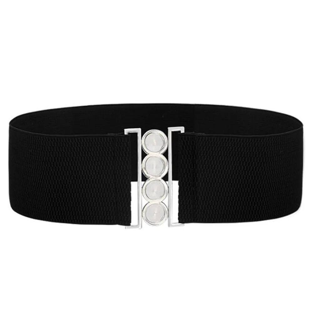 Uniform Wide Belt for Ladies Women's Fashion Elasticated Girl Metal Buckle Belts Elastic Self Wrap Around Waist Bands Dress Belt