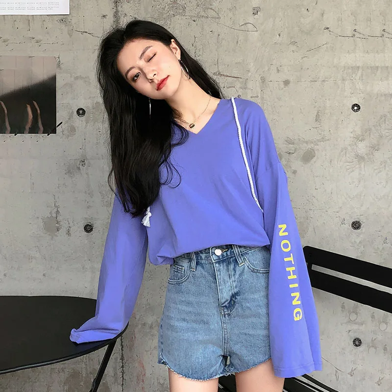 

Summer 2019 Women's Personality Fashion Jeans Shorts South Korea's New Slim Loose, Ringless Washed High-waist Jeans Short Skirt