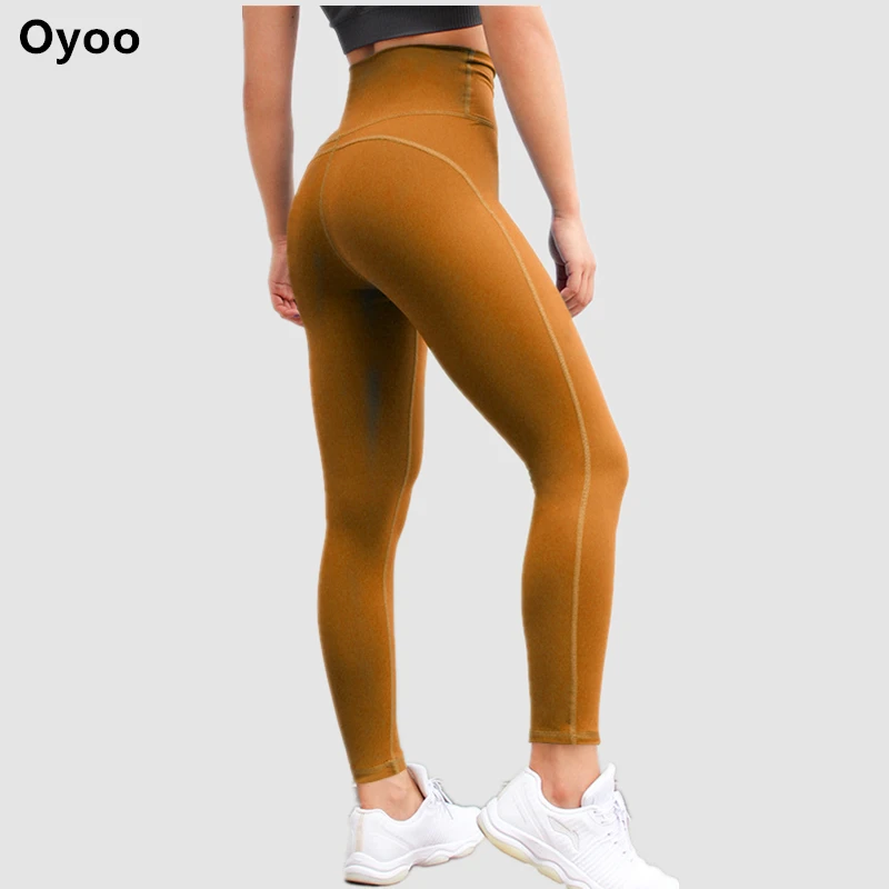 

Oyoo Women's Caramel High Waist Yoga Pants Tummy Control Workout Running 4 Way Stretch Sport Leggings Non See-Through Fabric