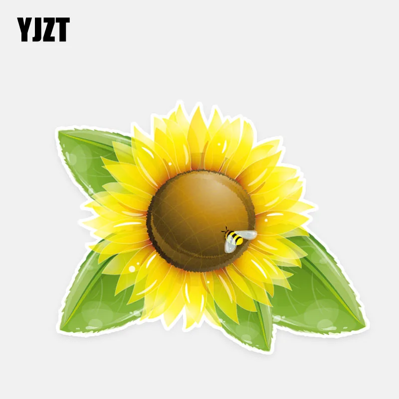 

YJZT 13.9*11.2CM Interesting Sunflower Decor Car Stickers High Quality Personalized Colored 11A0724