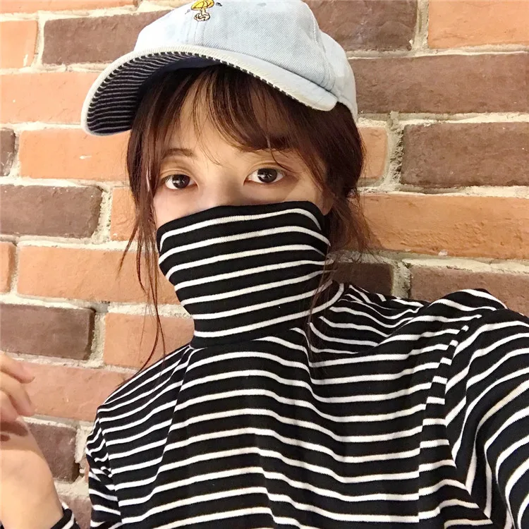 Женская футболка YouGeMan весна осень корейский стиль Ulzzang Harajuku полосатая водолазка