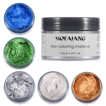 

MOFAJANG 120g Hair Coloring Wax Silver Ash Grey Strong Hold Temporary Hair Dye Gel Mud Easy Wash Hair Color Styling Promades Wax