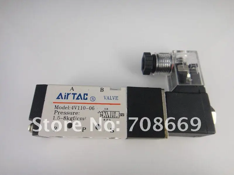 

4V110-06 5Ports2Position Single Solenoid Pneumatic Air Valve 1/8 BSPT DC24V