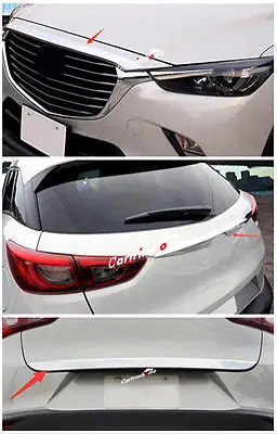 

3* Front Hood + Rear Tailgate Door Trunk Lid Cover Trim For Mazda CX-3 2015-2018