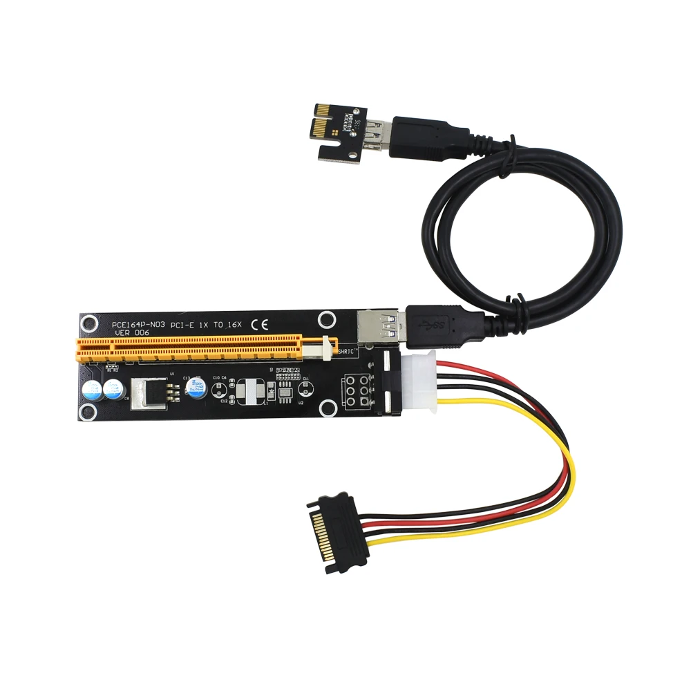 TISHRIC PCIE PCI Express Riser Card E расширитель 1x к 16x адаптер USB 3 0 SATA 4Pin IDE Molex для майнинга Bitcion