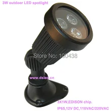 Высокая мощность 3 Вт наружный точечный светодиодный светильник, светодиодный свет лужайки, хорошее качество чип Edison. DS-06-1-3W12VDC, 110-250VAC
