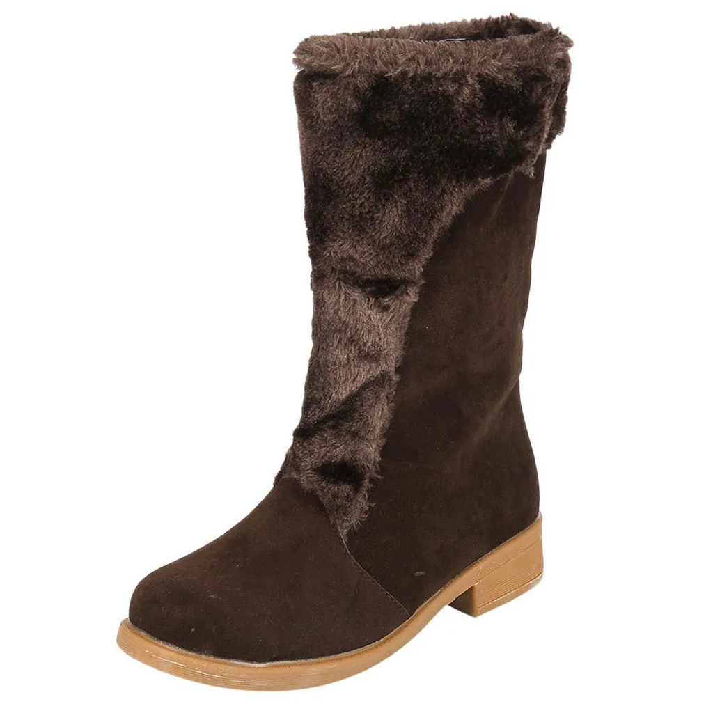 2019 г., женские зимние сапоги модная обувь на квадратном каблуке средней высоты сохраняющая тепло обувь botas mujer invierno водонепроницаемые
