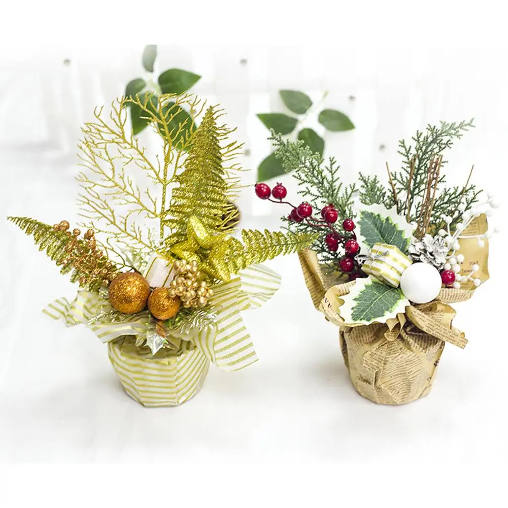

New Christmas Artificial Red Berry Gift Bag Pot Plant Party Home Table Decoration