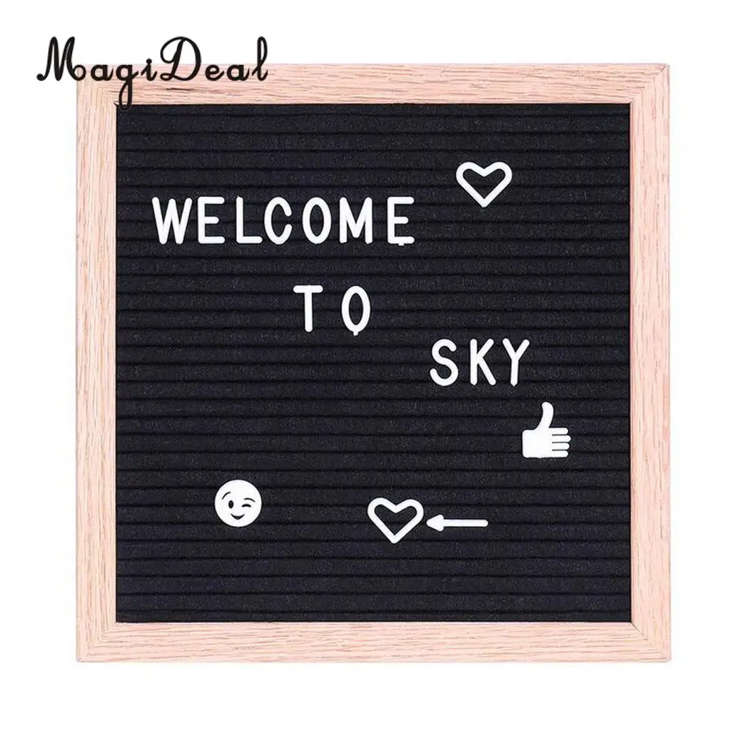 Felt Letter Board 10x10inches Changeable Letter Boards With 340 White Plastic Letters & Wood Frame Wall Mount, Free Canvas Bag