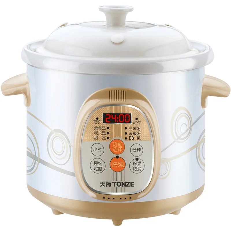 

Electric Stew Pot White Porcelain Pot Soup Stewing Porridge Rice Cooking Slow Cookers with Automatic Timing Reservation Function