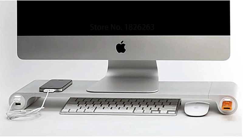  Aluminum Desktop Monitor Notebook Laptop Stand Space Bar Non-slip Desk Riser with 4-ports USB charg