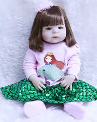 Npkcollection 55 см полный Средства ухода за кожей силикона Reborn Baby Doll Игрушечные лошадки реалистичные 22 дюйма для новорожденных Обувь для девочек