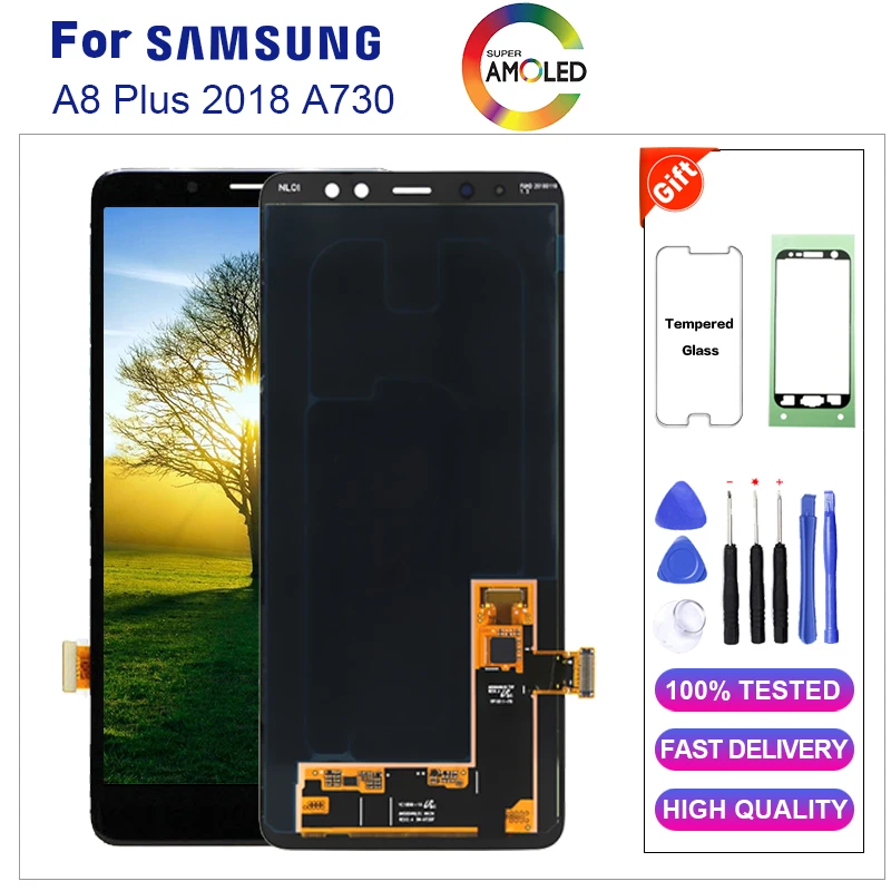 

For Samsung Galaxy A8 Plus 2018 A730 Lcd Display Touch Screen Digitizer Assembly Replacement + Tools 100% Tested Working