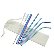7 шт./лот Многоразовые соломинкой Нержавеющая сталь металла, соломы с 1/2 Cleaner кисть для дома вечерние Barware аксессуары 5