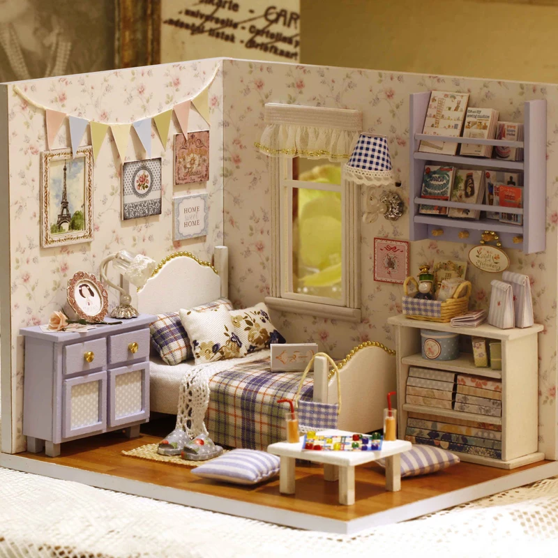 Кукольный дом мебель Diy Миниатюрный 3D Деревянный Miniaturas кукольный домик игрушки для детей подарки на день рождения ручной работы домашние игрушки