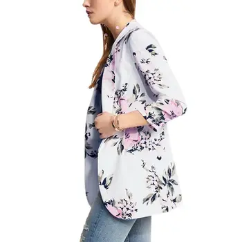 

Women Print Flower small blazer Casual Pocket Jacket Female Autumn Winter Fashion Suit Blazers Tops Wholesale Dropshipping