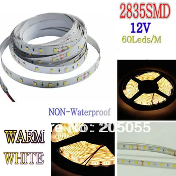 

5M High Quality 2835 SMD 300Leds Strip Car Light DC 12V 60LEDs/m non-Waterproof more bright then 3528 light strip -WARM White