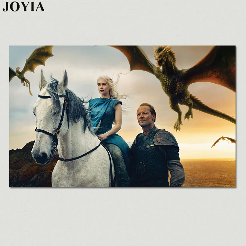 

Game of Thrones Silk Poster Daenerys Targaryen Picture Jorah Mormont Dragon Wall Art Posters Prints