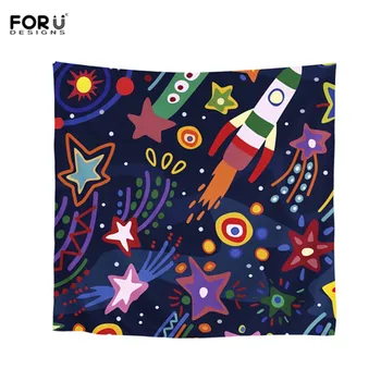 

FORUDESIGNS Aerospace Print Ladies Luxury Brand Scarf Fashion Casual Vintage Ladies Scarves Chiffon Necker Silk Scarves 2018