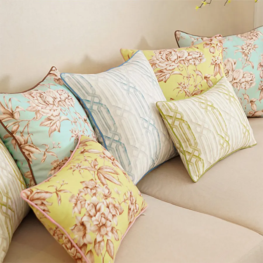 

Retro flower geometric pillow/almofadas case,vintage comfortable seat back cushion cover 45 50 60,decorative throw pillow case