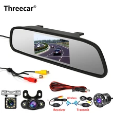 Threecar 4.3 inch Car Rear view Mirror Monitor Rear View Camera CCD Video Auto Parking Assistance 8 LED Night Vision Reversing