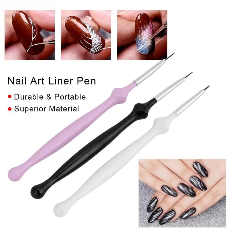 3pcs/set Nail Art Gel Liner Brush Set Drawing Kit Flower Line Carving