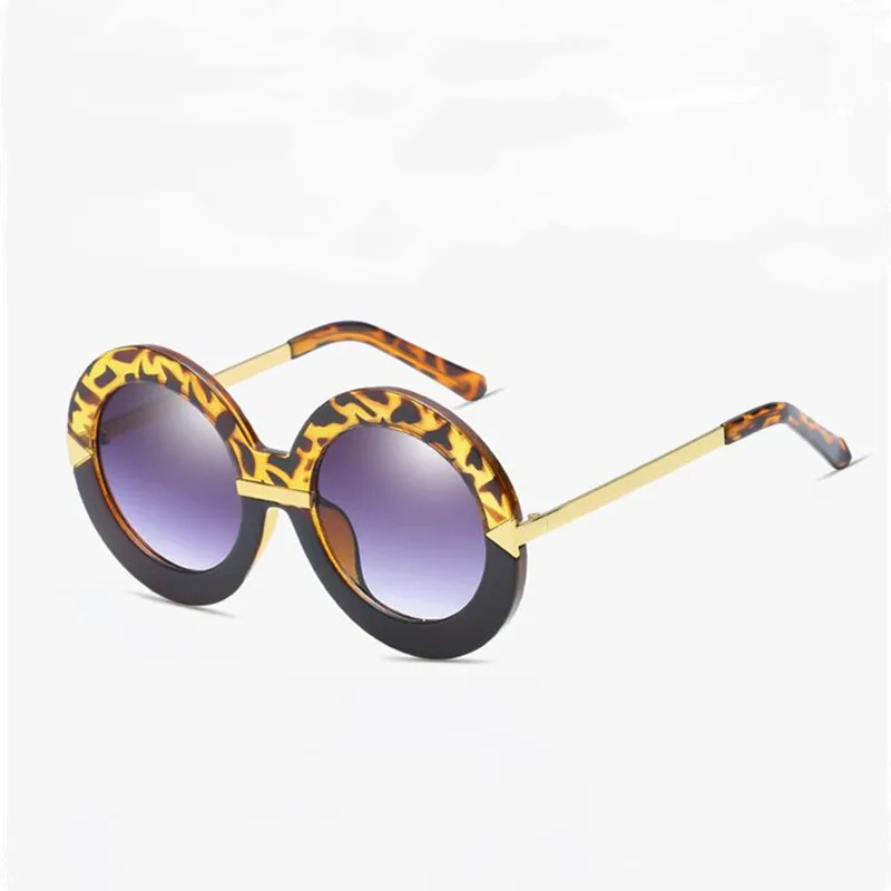 Милые новые круглые элегантные модные брендовые дизайнерские солнцезащитные очки для мужчин и женщин, зеркальные солнцезащитные очки для женщин, женские плоские очки большого размера - Цвет линз: C9 Leopard Gray