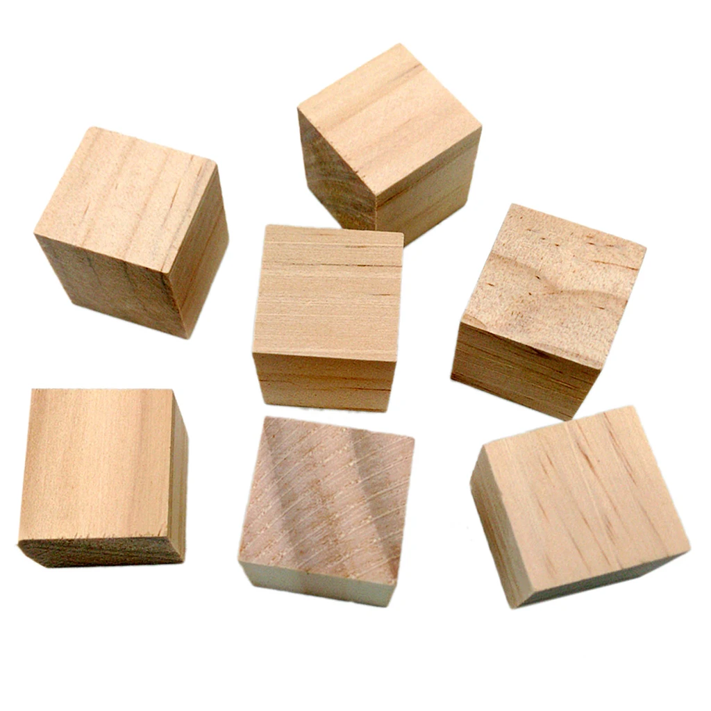 Упаковка из 20 натуральных деревянные кубики блок украшения для детей ремесла кардмейкинга 20 мм