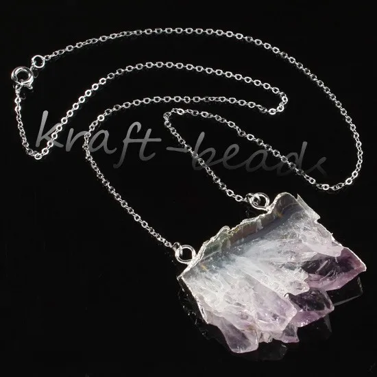 Natural Gnergy Gemstone~ Double Buckle Irregular Shape Pendant Natural Purple Amethysts Quartz Stone Necklace Fashion Jewelry 3 AA00409002301d