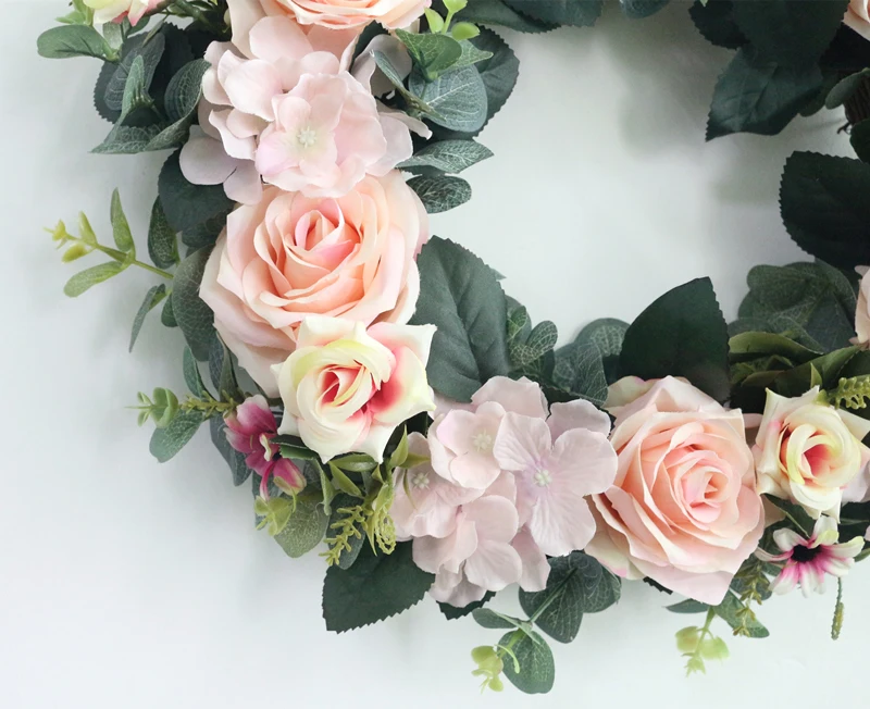 JAROWN Artificial Wreath Threshold Flower Simulation Silk French Rose Floral Garland Wedding Party Decor Home Office Door Flores (8)